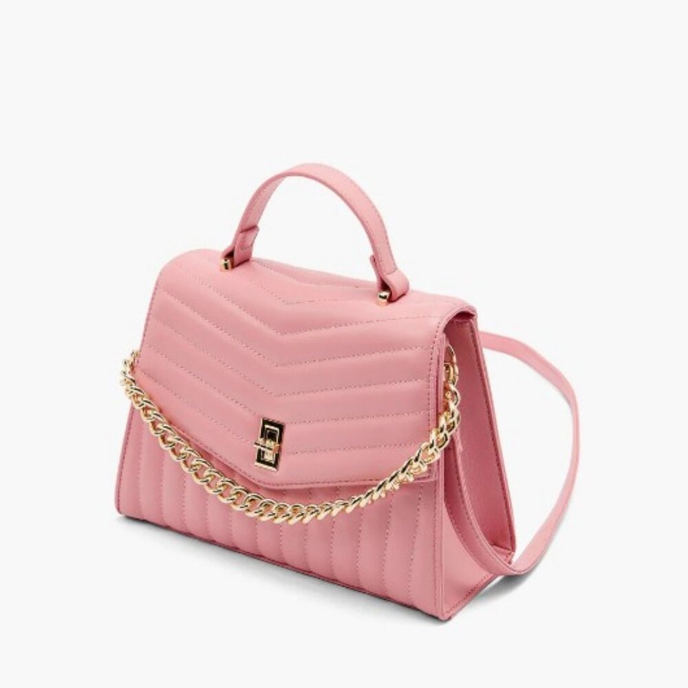 LIKE DREAMS Brooklyn quilted vegan leather women's top handle crossbody -PINK